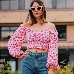 Zara Corset Long-sleeved Floral Blouse Size Medium